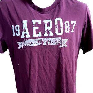 XL Vintage T-shirt Aeropostale Y2K Single Stitch Distress 1987 Maroon Embroider